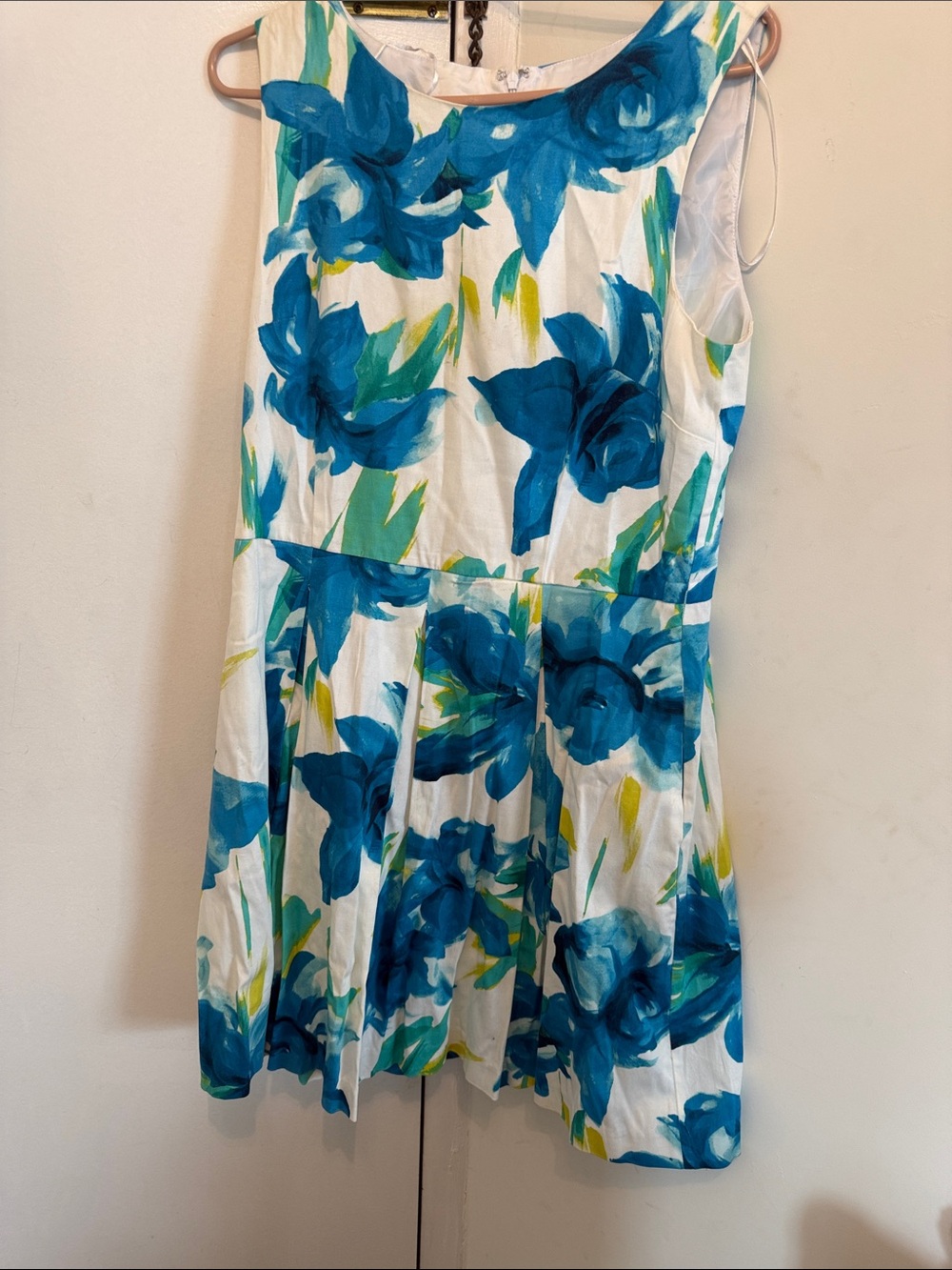 Christopher & Banks Teal Blue Floral Sleeveless Dress